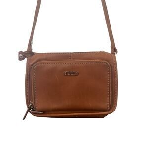 VTG Fossil Leather Purse Shoulder Bag Camel Tan Wallet Boho Indie Classic AA25